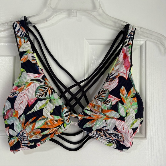 Maaji Reversible Bikini Swimsuit Strappy Top Floral Palm Tree Leaf Bright - Picture 9 of 12